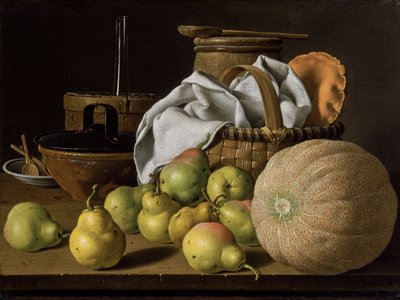 Still Life with Melon and Pears by Luis Egidio Melendez